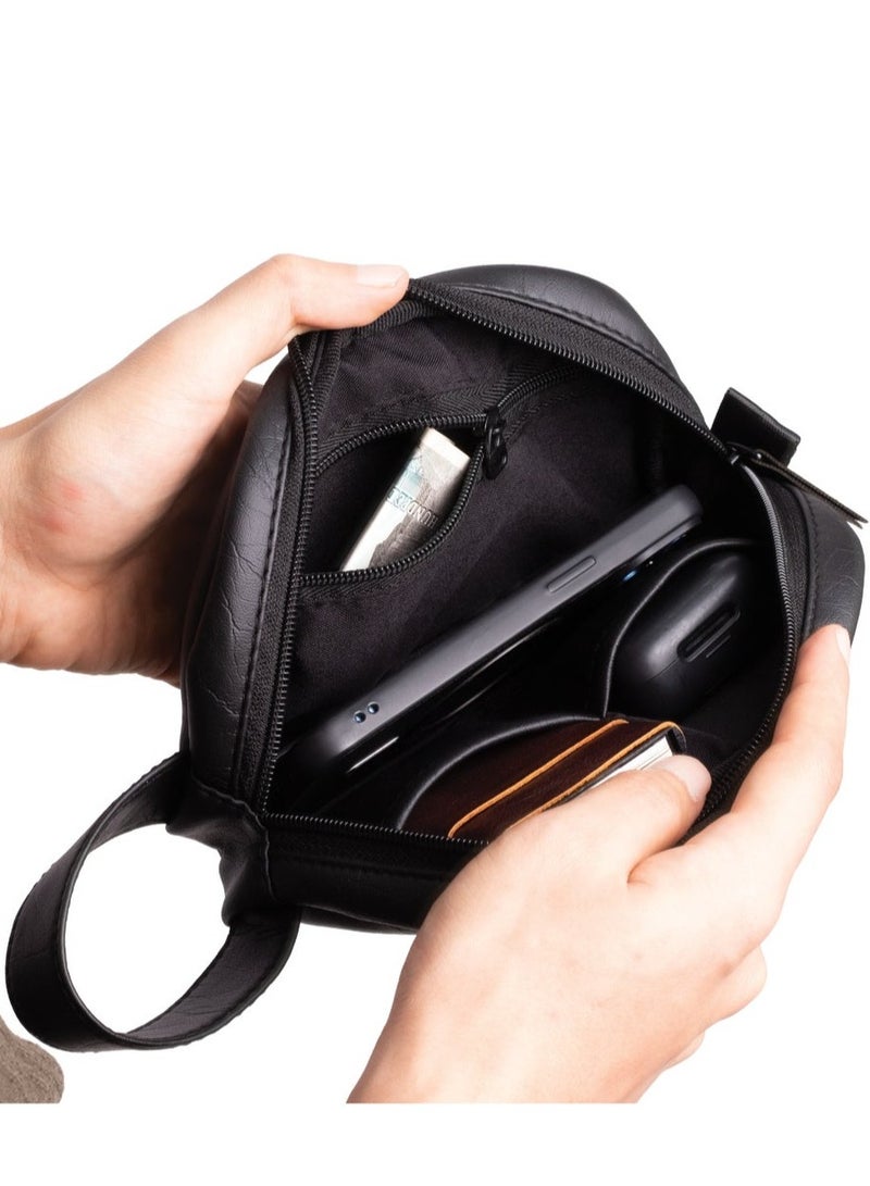 Ar supply Ar Mini Kit by Arij Bags | Handbag, Faux Leather, Lightweight, Inner Zipper Pocket, Compact for Daily Use (20 × 11 × 5 cm) (Black) - Image 5