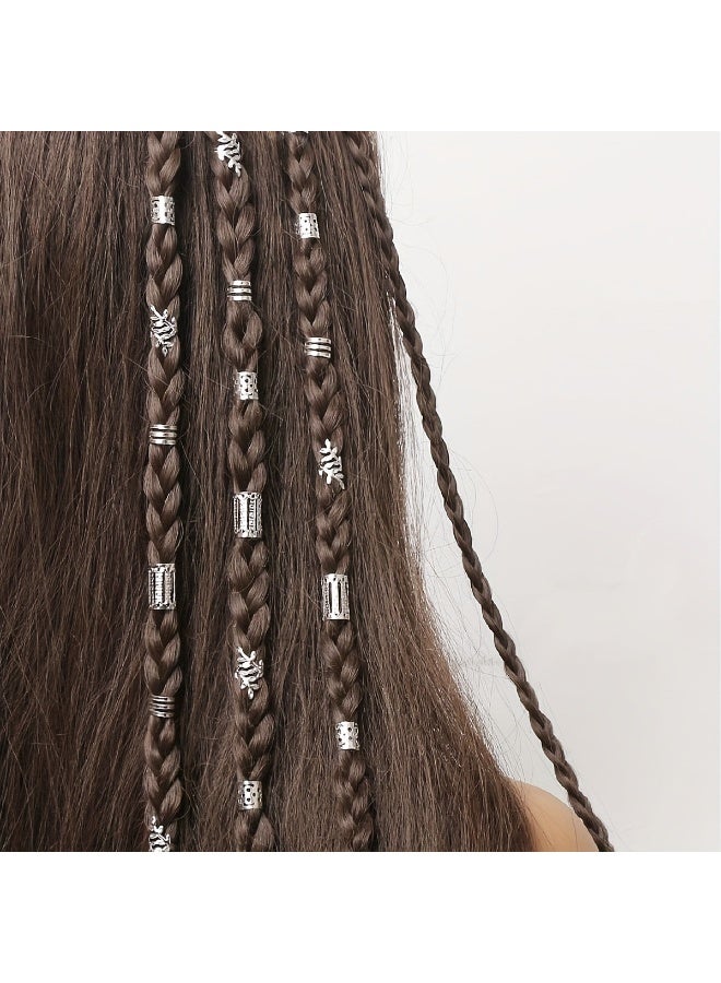 40pcs Silver Color Hollow Out Braid Rings Vintage Hair Rings Hair Buckles Stylish Hair Accessories For Women And Daily Use Wear - Image 1