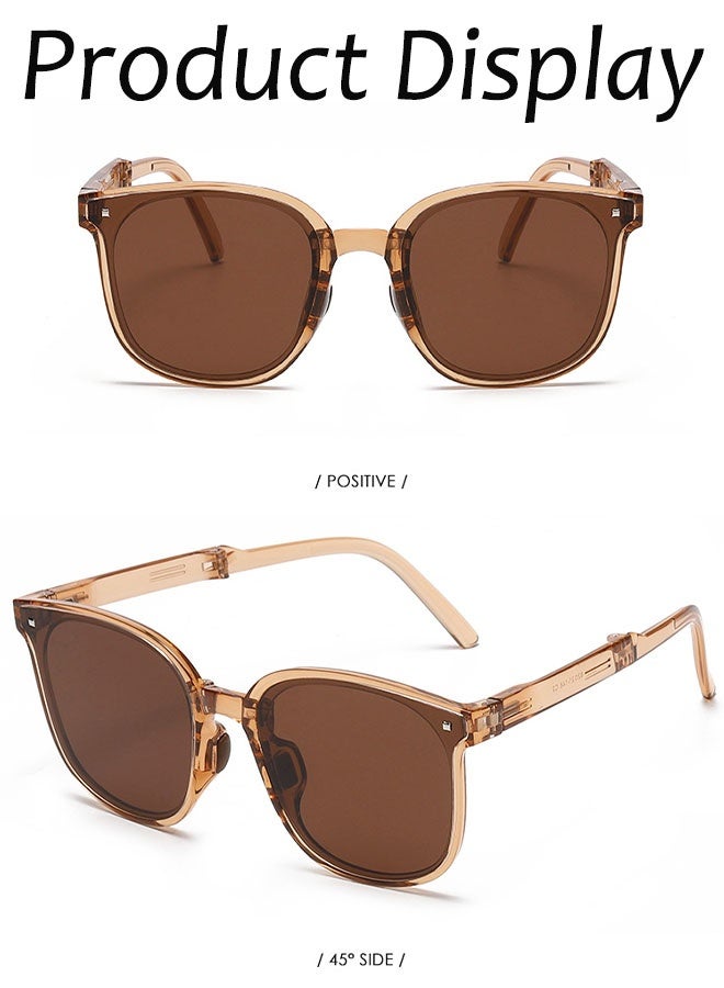 نظارات شمسية قابلة للطي ومستقطبة محمولة للأطفال، حماية من الأشعة فوق البنفسجية، مع حقيبة تخزين، نظارات قابلة للطي للأولاد والبنات، إطار خفيف للغاية، نظارات مناسبة للأعمار من 3 إلى 12 عامًا، لون بني فاتح - Image 5