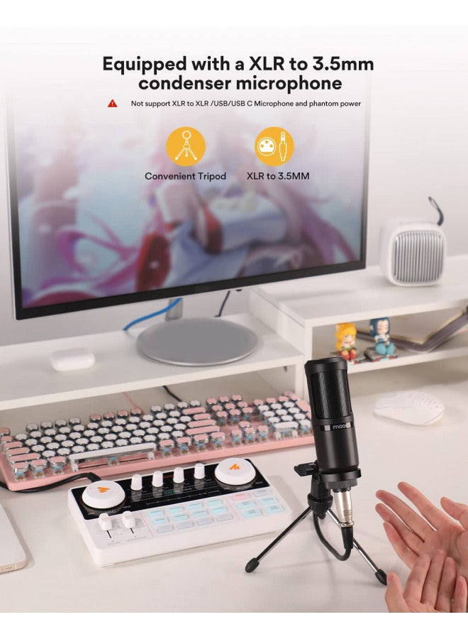 Maono مجموعة معدات البودكاست من MAONO - خلاط صوتي استوديو إنتاج بودكاست شامل مع ميكروفون 3.5 مم للبث المباشر، تسجيل البودكاست، الكمبيوتر، الهاتف الذكي، DJ MaonoCaster Lite (AU-AM200-S1) - Image 2