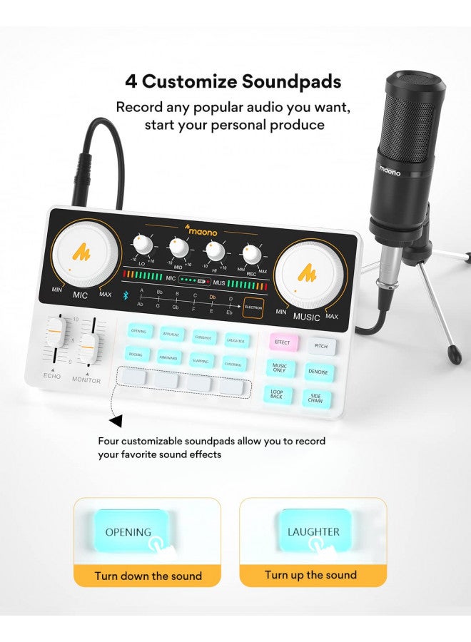 Maono مجموعة معدات البودكاست من MAONO - خلاط صوتي استوديو إنتاج بودكاست شامل مع ميكروفون 3.5 مم للبث المباشر، تسجيل البودكاست، الكمبيوتر، الهاتف الذكي، DJ MaonoCaster Lite (AU-AM200-S1) - Image 4