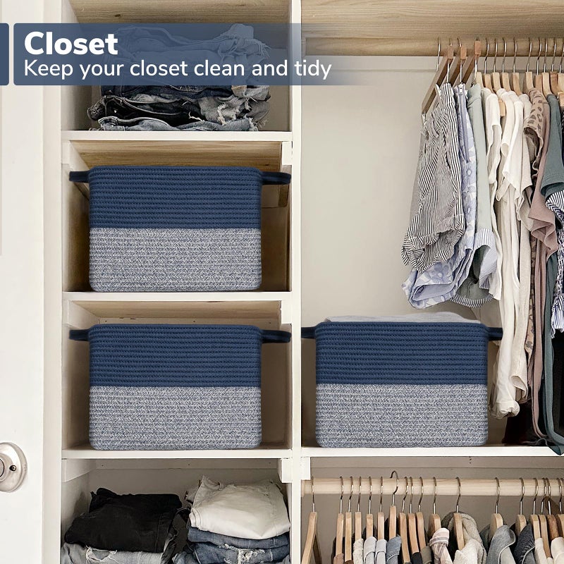 Goodpick Cube Storage Bins - Shelf Baskets for Towel Book Clothes, Closet Storage Bins for Office Woven Toy Basket for Shelves Baby Laundry Basket, 13''x10''x 9'' - Image 5
