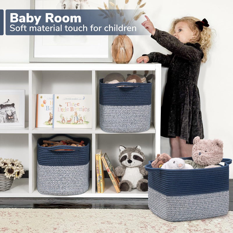 Goodpick Cube Storage Bins - Shelf Baskets for Towel Book Clothes, Closet Storage Bins for Office Woven Toy Basket for Shelves Baby Laundry Basket, 13''x10''x 9'' - Image 3