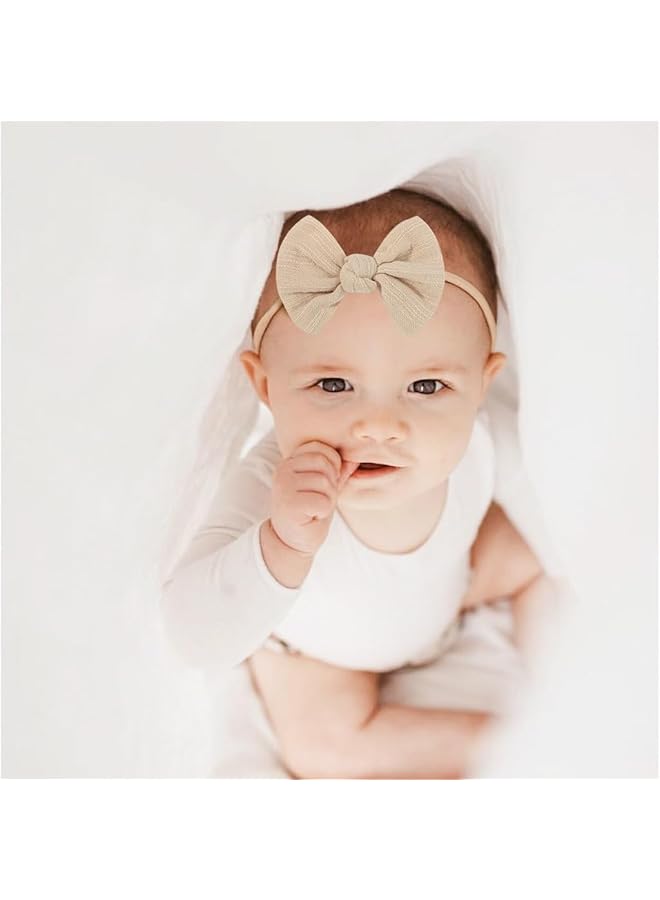 Hannea 4Pcs Bow Headband For Baby Girl Elastic Hair Bands For Babies Soft Cute New Born Baby Hair Band For Baby Girls Newborn Infant Toddler Shower Gift - Image 2