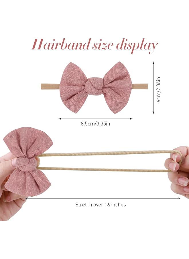 Hannea 4Pcs Bow Headband For Baby Girl Elastic Hair Bands For Babies Soft Cute New Born Baby Hair Band For Baby Girls Newborn Infant Toddler Shower Gift - Image 4
