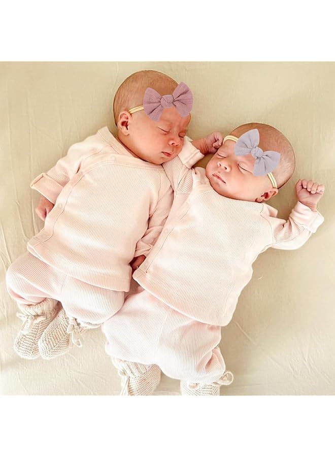 Hannea 4Pcs Bow Headband For Baby Girl Elastic Hair Bands For Babies Soft Cute New Born Baby Hair Band For Baby Girls Newborn Infant Toddler Shower Gift - Image 5