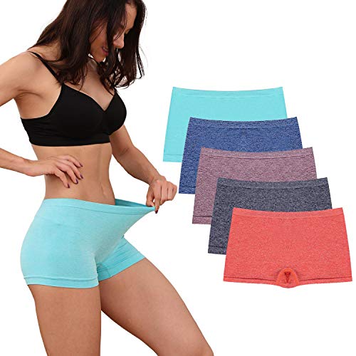 DEEP TOUCH Boy Shorts Underwear Women Ladies Boyshorts Panties Spandex Panty Workout Boxer Briefs 5-Pack - Image 1