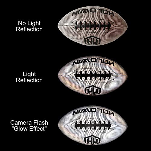HW HOLOWIN Holographic Luminous Light Up Reflective Football for Night Games & Training, Glowing in The Dark, Great American Football (White, Official (Size 9)) - Image 3