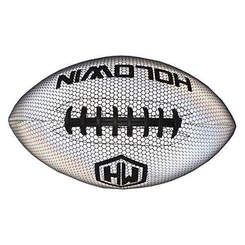 HW HOLOWIN Holographic Luminous Light Up Reflective Football for Night Games & Training, Glowing in The Dark, Great American Football (White, Official (Size 9)) - Image 1