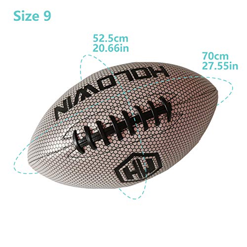 HW HOLOWIN Holographic Luminous Light Up Reflective Football for Night Games & Training, Glowing in The Dark, Great American Football (White, Official (Size 9)) - Image 5