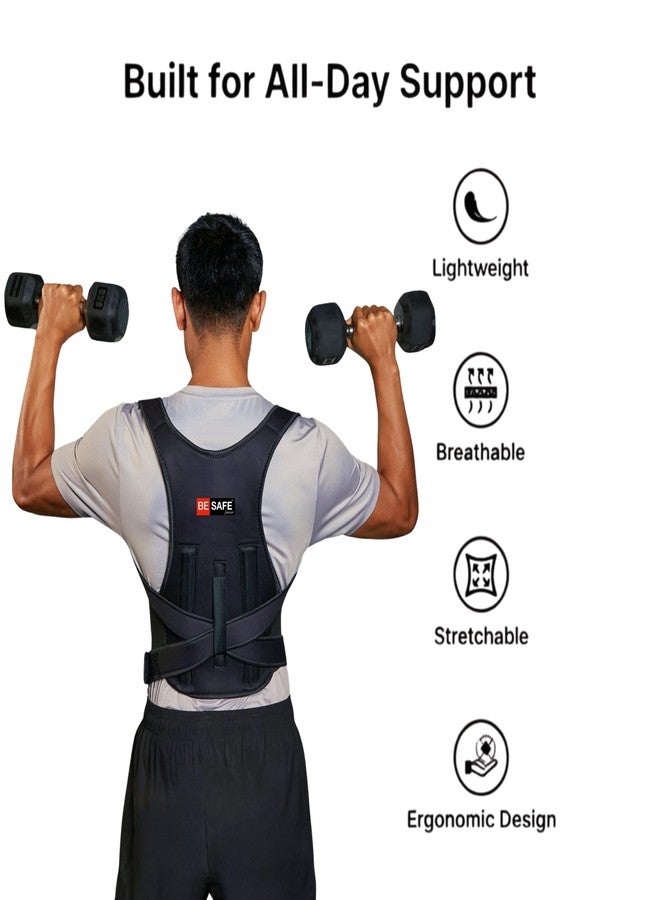 BESAFE Forever Posture Belt for Men and Women | Posture Correction | Back Support Belt | Back Pain Relief | Back Straight & Shoulder, Universal Free Size, Soft, Black - Image 3