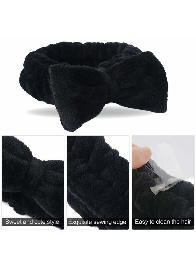 Sinland Spa Facial Headband Bow Hairband for Women and Girls Facial Makeup and Washing Face Elastic Head Wrap for Sports Yoga Shower 3Pack Black - Image 5