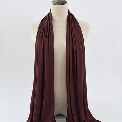 Cross-border solid color rayon sweat cloth ethnic women scarf mercerized cotton jersey headscarf long scarf wholesale 11# Coffee 
