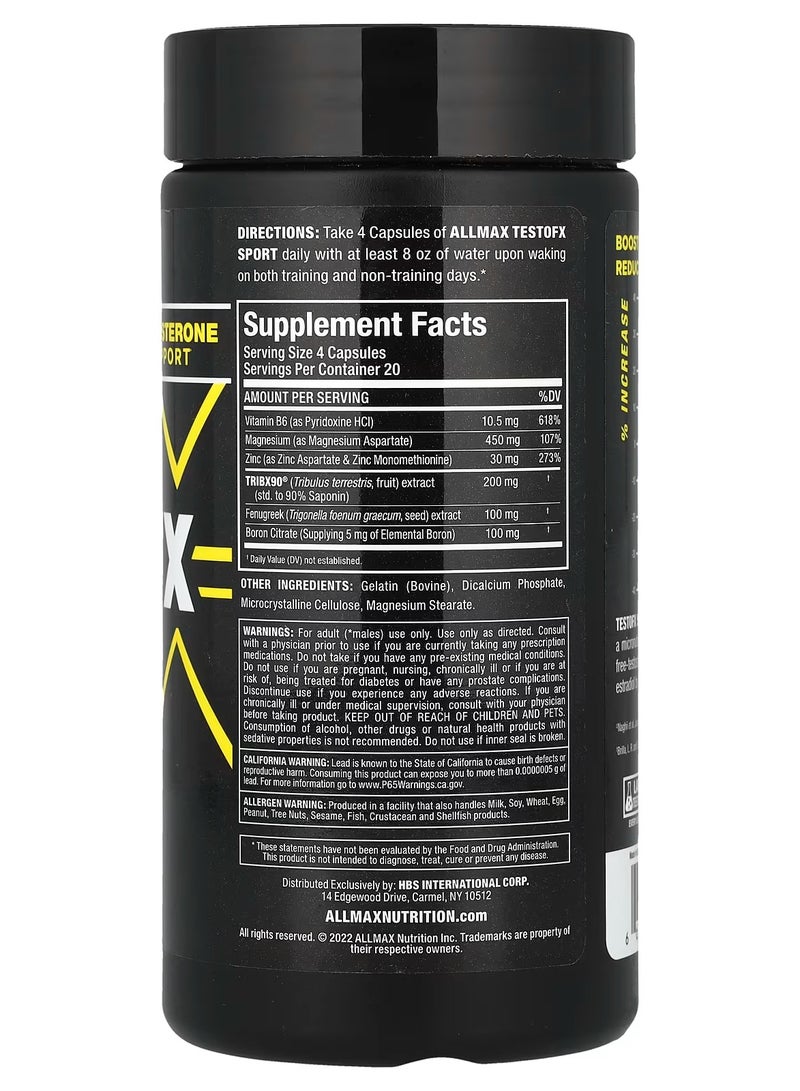 Allmax TestoFX Sport Testosterone Support Formula, 80 Capsules - Image 2