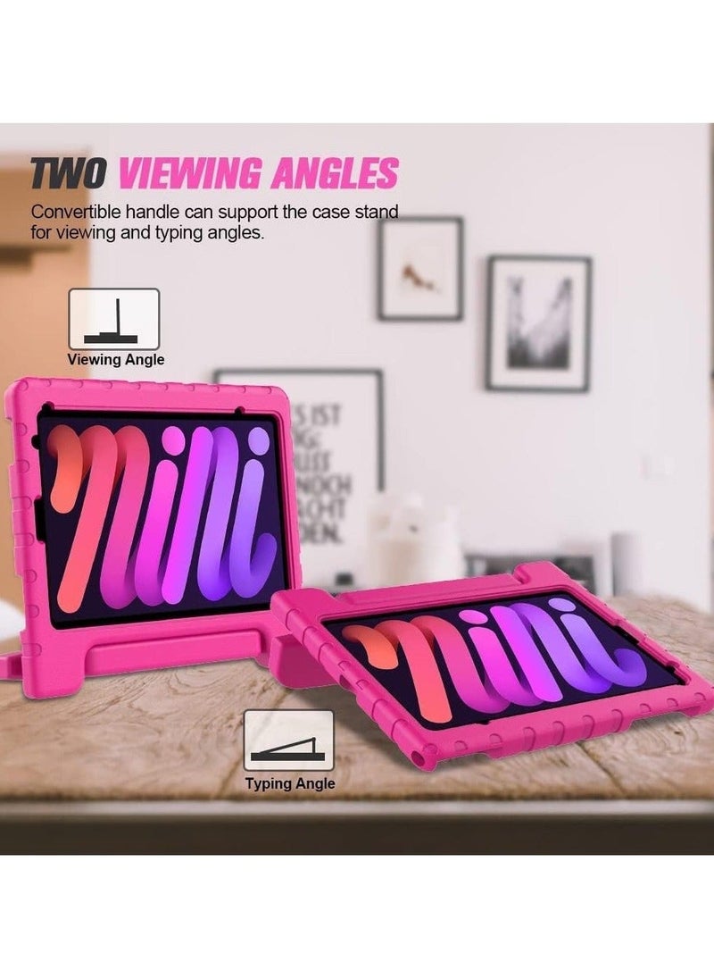 Kids Case for New iPad Mini 6th Generation 8.3 Inch 2021, iPad Mini 6 Case, Shockproof Convertible Handle Stand Protective Kids Case for iPad Mini 6 8.3 2021 (Rose Pink) - Image 4