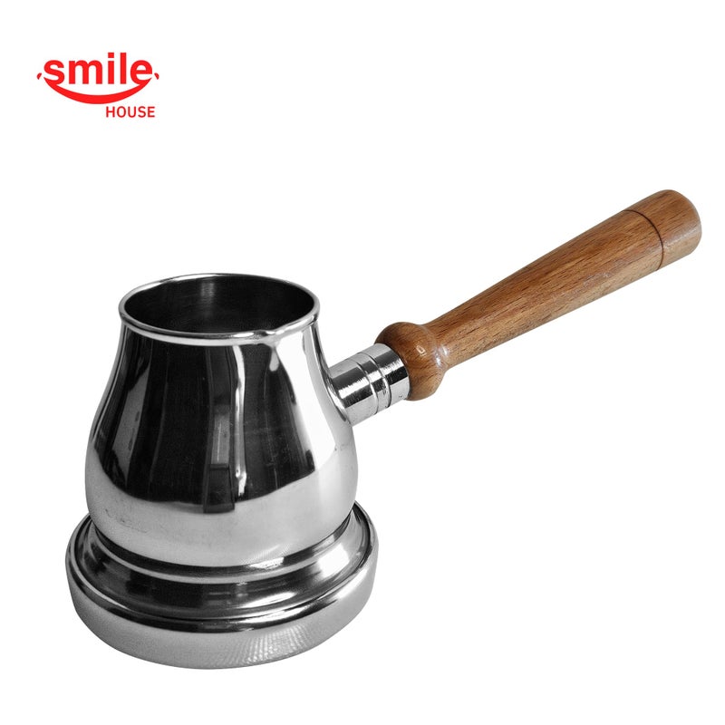 Smile House - Stainless Steel Turkish Coffee Pot - Wooden Handle (Size 2-150ml) - Image 3