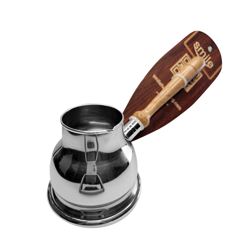 Smile House - Stainless Steel Turkish Coffee Pot - Wooden Handle (Size 2-150ml) - Image 1