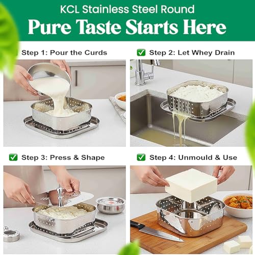 KCL Stainless Steel - Paneer & Tofu Maker | Strainer | Square Shape Mould | for Perfect Homemade Paneer | 500ml - Image 5
