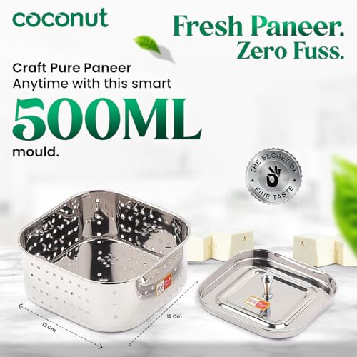 KCL Stainless Steel - Paneer & Tofu Maker | Strainer | Square Shape Mould | for Perfect Homemade Paneer | 500ml - Image 2