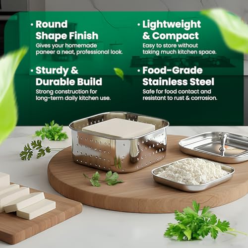KCL Stainless Steel - Paneer & Tofu Maker | Strainer | Square Shape Mould | for Perfect Homemade Paneer | 500ml - Image 4
