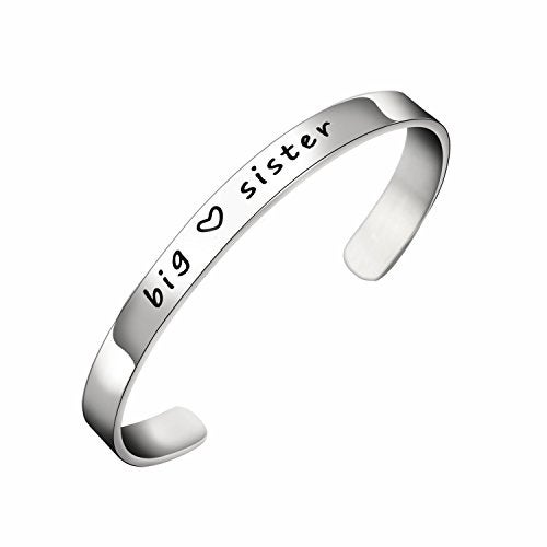 BESPMOSP Big Sis Middle Sis Little Sister Cuff Bangle Bracelet Family Friend Gift for Women - Image 1