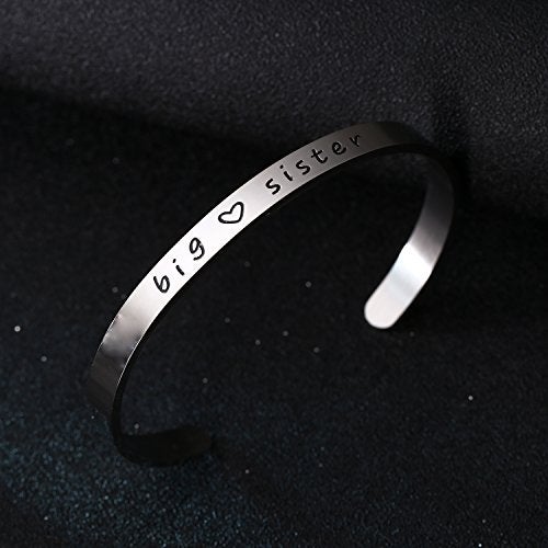 BESPMOSP Big Sis Middle Sis Little Sister Cuff Bangle Bracelet Family Friend Gift for Women - Image 2