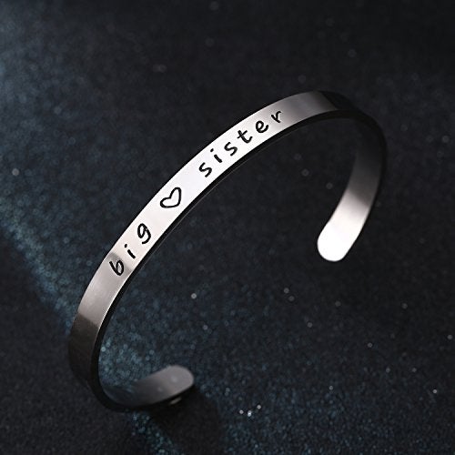 BESPMOSP Big Sis Middle Sis Little Sister Cuff Bangle Bracelet Family Friend Gift for Women - Image 5