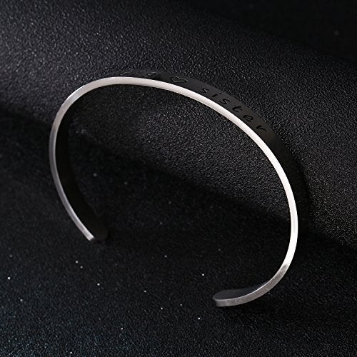 BESPMOSP Big Sis Middle Sis Little Sister Cuff Bangle Bracelet Family Friend Gift for Women - Image 3