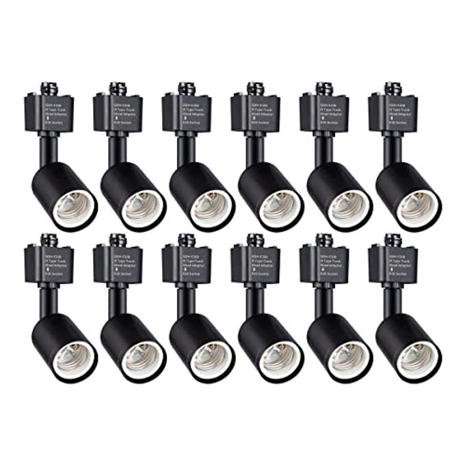 mirrea H Type Track Lighting Head to E26 Medium Screw Base Adapter Light Direction Adjustable Pack of 12 (Black) - Image 4