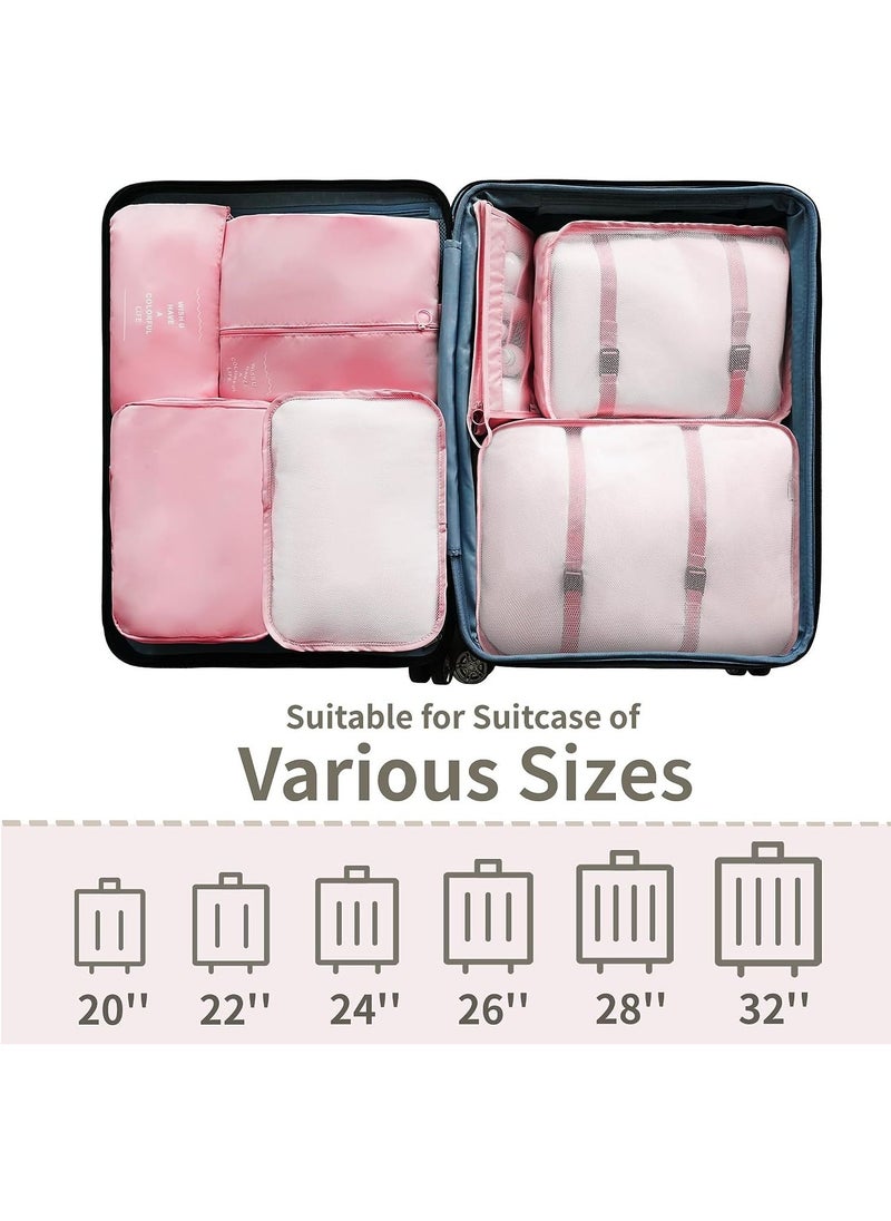 Swift 8 Set Packing Cubes for Suitcases, Travel Luggage Packing Organizers with Laundry Bag, Compression Storage Shoe Bag, Clothing Underwear Bag, for Man and Women, Pink  - Image 5