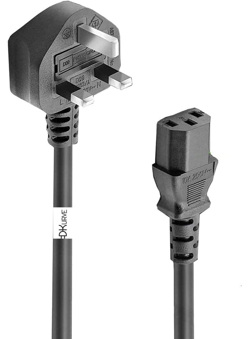 Zexen 13A Kettle Lead Power Cable, UK 3-Pin Plug to IEC 320 C13 – 250V Mains Lead for PC, Monitor, TV, Printer, Desktop Power Cable Devices (1.8M) - Image 1