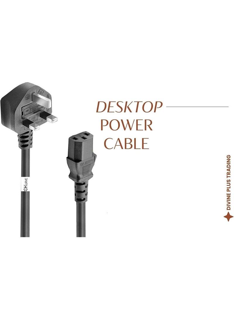 Zexen 13A Kettle Lead Power Cable, UK 3-Pin Plug to IEC 320 C13 – 250V Mains Lead for PC, Monitor, TV, Printer, Desktop Power Cable Devices (1.8M) - Image 2