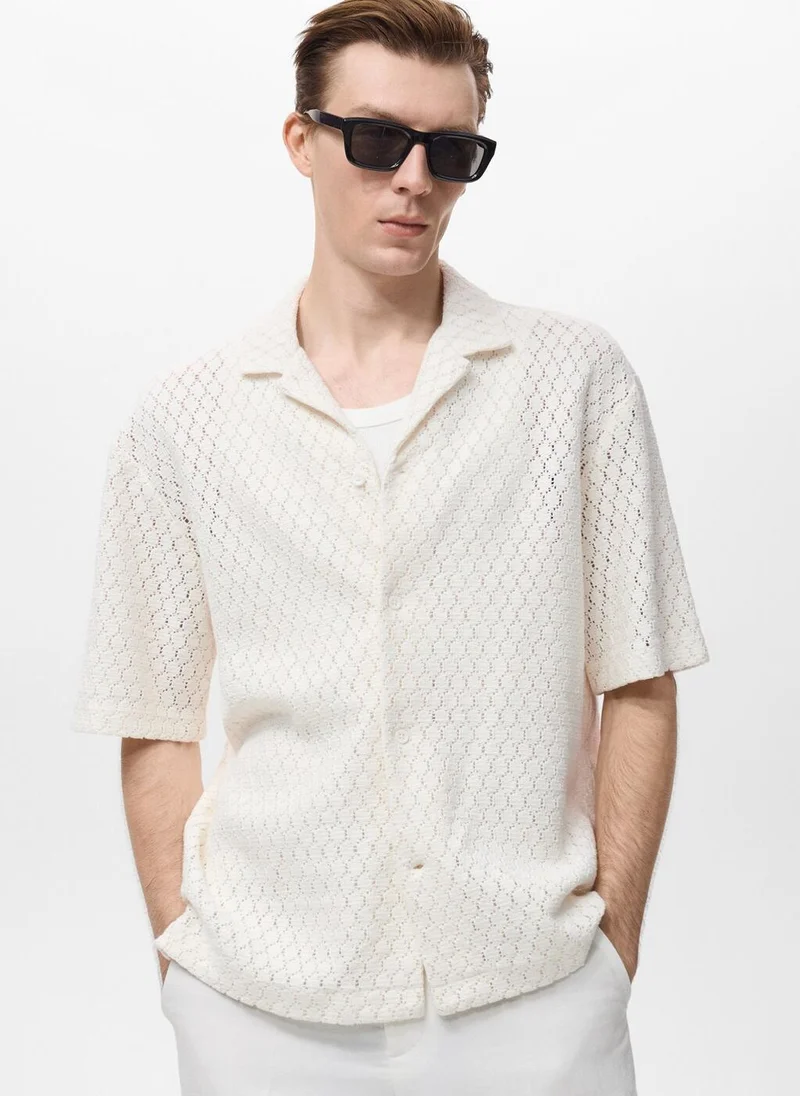 مانجو مان Cotton blouse with openwork detail