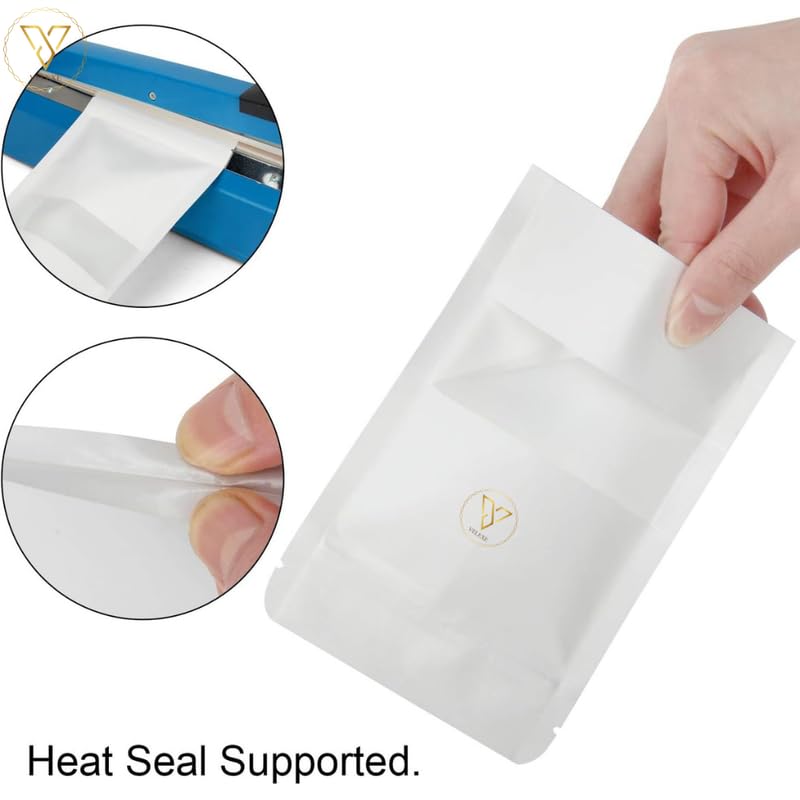 VELEXE White Matte Zip Lock Stand Up Pouches | 150mm*220mm | 500 Grams | Pack of 10 | Reusable, Leakproof & Airtight Multi-Purpose Pouches with Self-Sealing Technology - Image 5