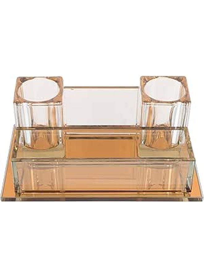حامل ميكروفون طاولة كريستال أساسي ذهبي فاتح مقاس 240x140x95 مم لاستخدام KTV والكاراوكي المنزلي والمهني - Image 1