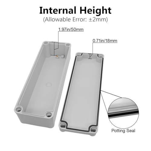 LeMotech IP67 Waterproof Junction Box ABS Plastic Project Box Dustproof Electrical Box Outdoor Enclosure for Electronics DIY Case Gray 9.8X 3.1x 2.8 inch (250x 80x 70 mm) - Image 4