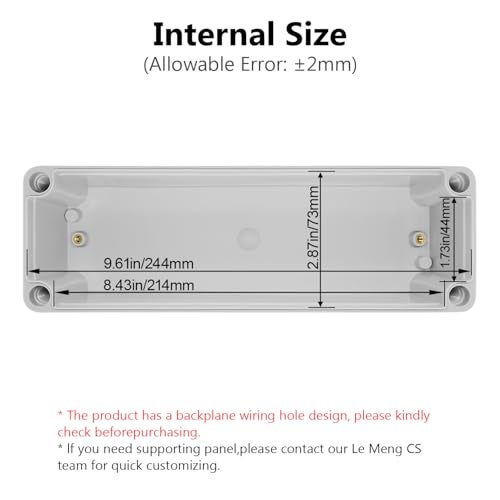 LeMotech IP67 Waterproof Junction Box ABS Plastic Project Box Dustproof Electrical Box Outdoor Enclosure for Electronics DIY Case Gray 9.8X 3.1x 2.8 inch (250x 80x 70 mm) - Image 3