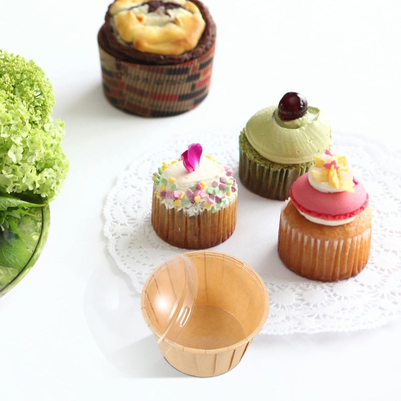 Oil Resistant Large Paper Cupcake Liners with Lids 50pcs for Baking Muffins Parties Holiday Desserts - Image 5