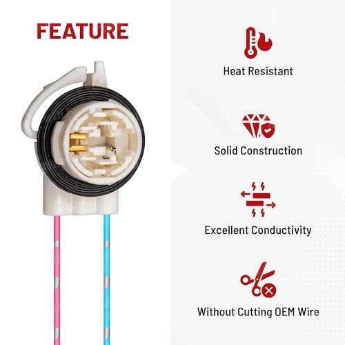 RED WOLF Headlight Wiring Harness Socket 3056 3156 3157 LED Connector Plug for Select GM GMC Chevy Silverado Sierra 1997-2007 Pigtail Retrofit Headlamp Daytime Running Lights Turn Lights - Image 5