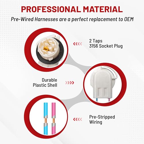 RED WOLF Headlight Wiring Harness Socket 3056 3156 3157 LED Connector Plug for Select GM GMC Chevy Silverado Sierra 1997-2007 Pigtail Retrofit Headlamp Daytime Running Lights Turn Lights - Image 2