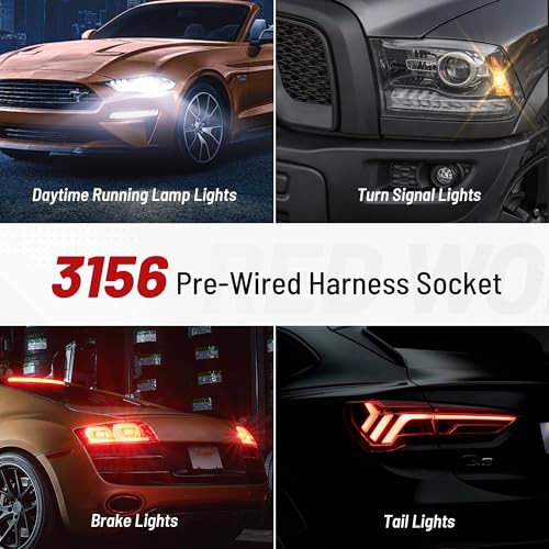 RED WOLF Headlight Wiring Harness Socket 3056 3156 3157 LED Connector Plug for Select GM GMC Chevy Silverado Sierra 1997-2007 Pigtail Retrofit Headlamp Daytime Running Lights Turn Lights - Image 4
