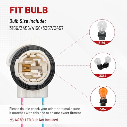 RED WOLF Headlight Wiring Harness Socket 3056 3156 3157 LED Connector Plug for Select GM GMC Chevy Silverado Sierra 1997-2007 Pigtail Retrofit Headlamp Daytime Running Lights Turn Lights - Image 3