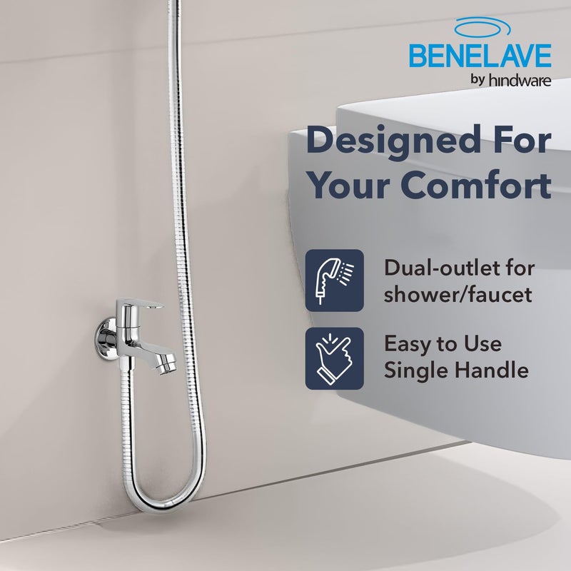 hindware Benelave by 2-in-1 Bib Tap for Bathroom | Made of Brass | Mirror-Like Chrome Polish Finish | Suitable for Bathing/Toilet Area | Volga Range | 7-Year Manufacturer Warranty - Image 3