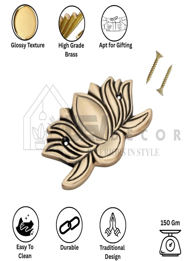 DEVDECOR , Brass Lotus Wall Hanging For Wall Door | Home Decor Hanging Brass Lotus Flower For Decoration Housewarming Gift Lotus Brass Wall Hanging (Small), 10.16 - Image 3
