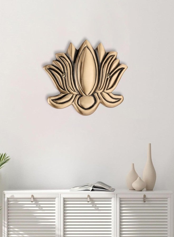 DEVDECOR , Brass Lotus Wall Hanging For Wall Door | Home Decor Hanging Brass Lotus Flower For Decoration Housewarming Gift Lotus Brass Wall Hanging (Small), 10.16 - Image 1