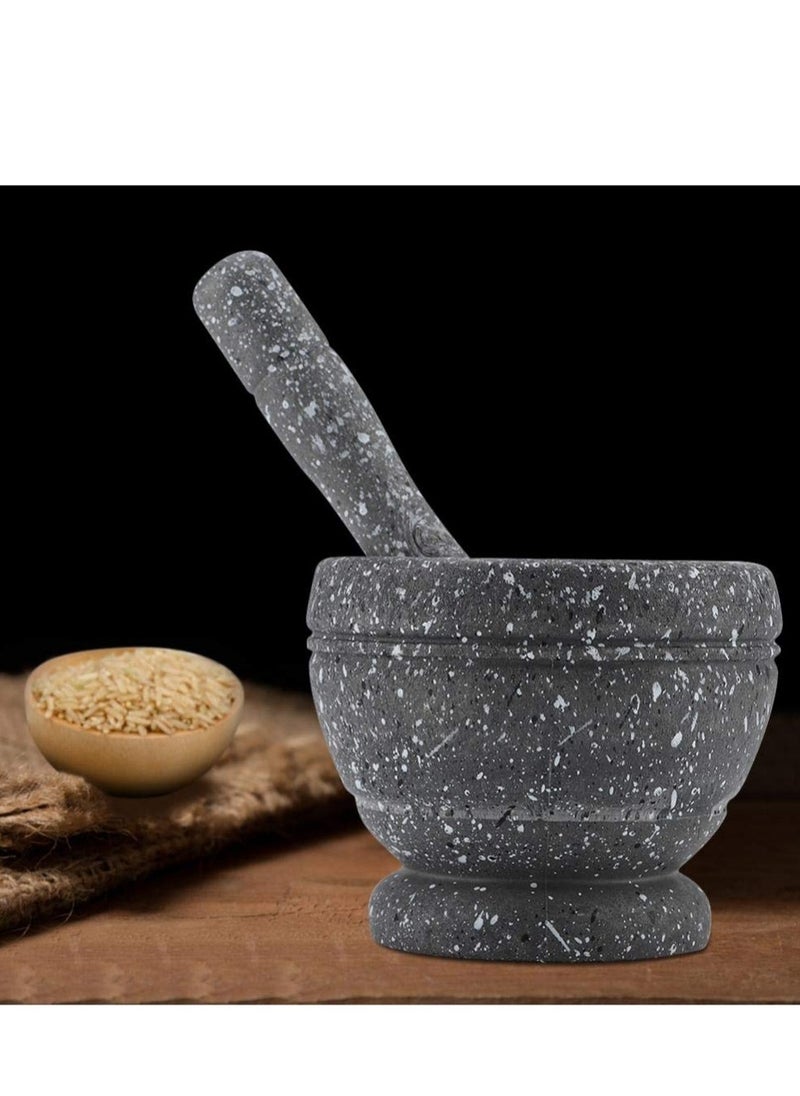 ماركة غير محددة - هون رخام جرانيت متين جدا بحجم كبير مثالي لطحن التوابل والأعشاب والثوم والصلصات المنزلية  لضمان تجربة طهي مميزة - اسود وابيض - Image 1