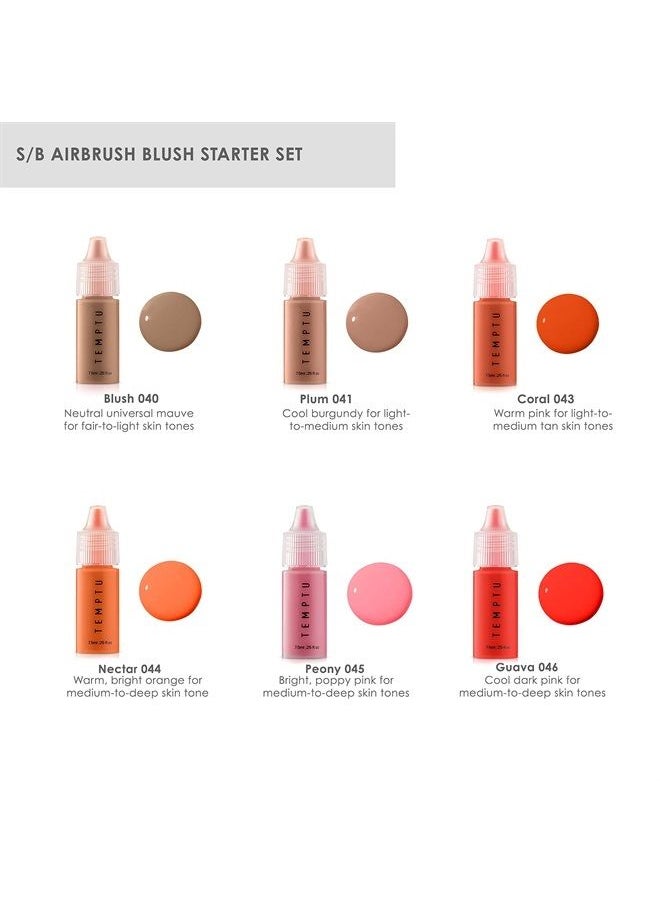 Temptu TEMPTU S/B Silicone-Based Airbrush Blush Starter Set: Long-Wear Makeup, Dewy Buildable Formula Brightens Complexion With Natural Flush Of Color | All Skin Types | Includes 6 Shades  - Image 3
