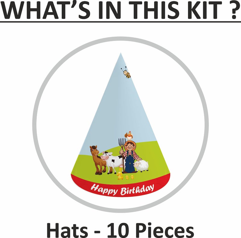 Untumble Farm Animal Birthday Decoration Party Hats | Barnyard Theme Party Decoration With Hats | Pack of 10 - Image 2