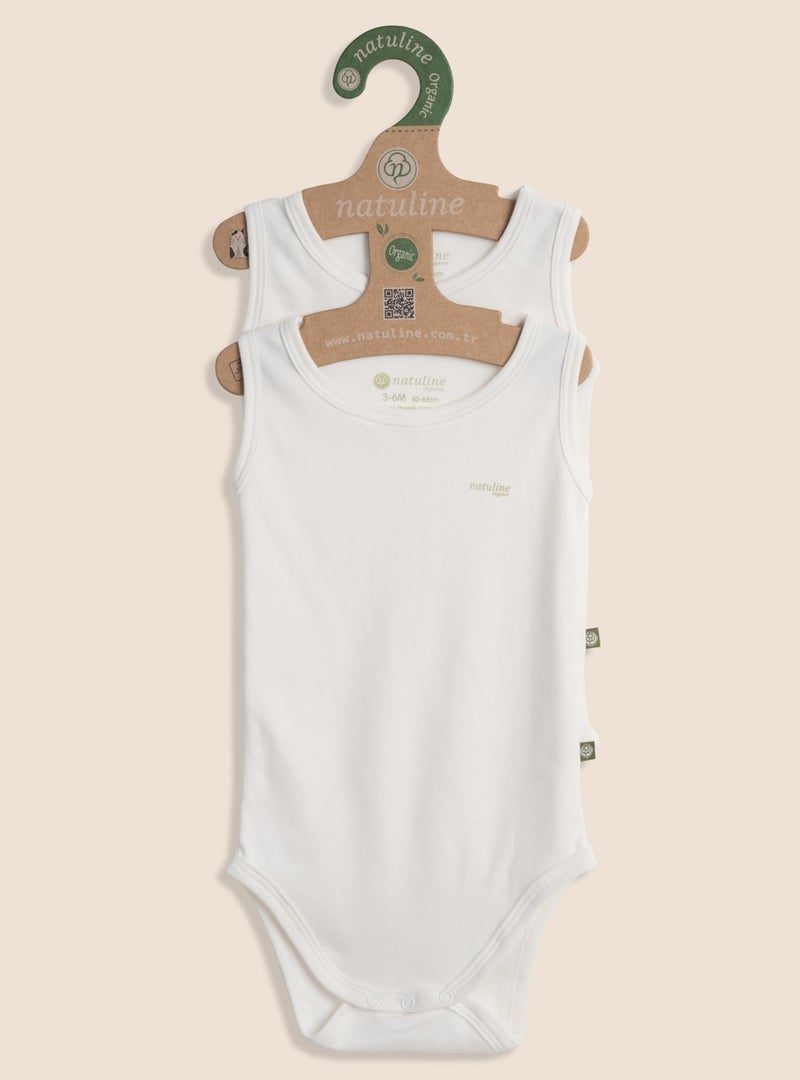 Natuline Baby Body Organic Cotton Zero Sleeve Basic Nature Bodysuit 2 Pack - Image 1