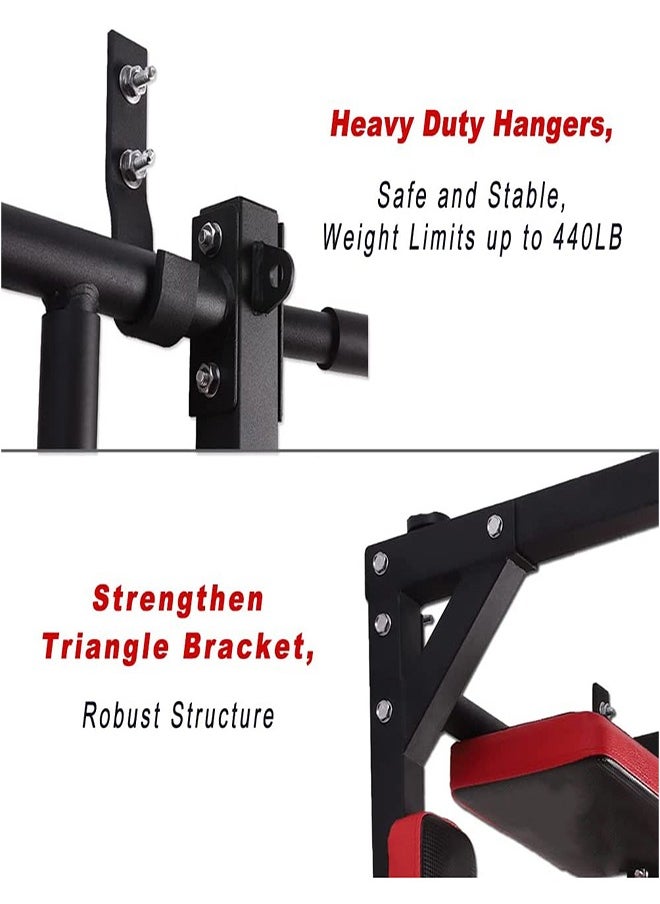 VINNYSEN - Multifunctional Wall Mounted Pull Up Bar Chin Up bar Dip Station for Indoor Home Gym Workout Power Tower Set Training Equipment Fitness Dip Stand Supports to 440 Lbs - Image 1